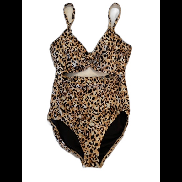 Time and Tru One Piece Swimsuit Womans Large Cheetah Animal Print Sexy Bikini - Picture 2 of 10